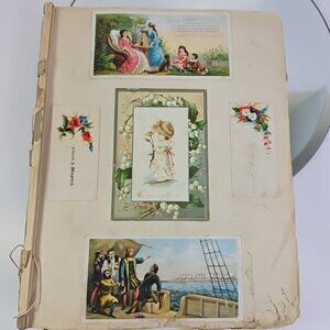 1800s Antique Scrapbook Loaded With Hundreds Of Cards Amazing Historical Book